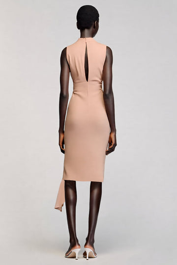 Sirène col rond asymétrique Champagne robe